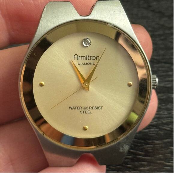 Armitron Diamond Stainless Steel Water Resistant Watch Silver And Gold Tone - Picture 2 of 6